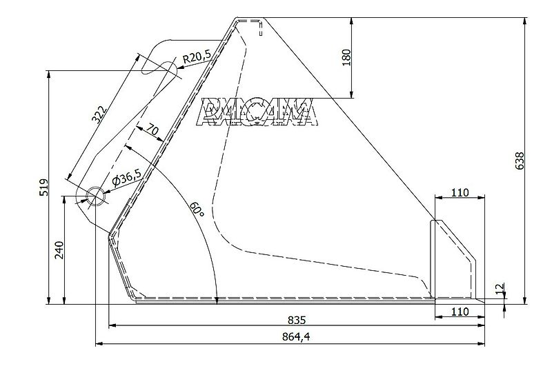 Pacam Weidemann bak voor kniklader / minishovel