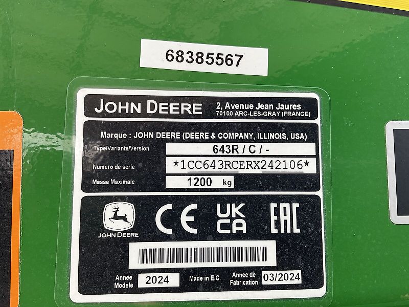John Deere 643R Frontlader