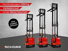 SCHORR Elektro Hochhubwagen 1200kg 2500mm Hubwagen elektrisch Lieferung NEU - Passt durch Türen!