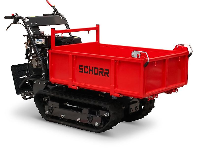 SCHORR RR500DHKB2 Minidumper PRO 500kg mit Kiste, Kipphydraulik und Mitfahrplattform 9,2 PS Motor Raupendumper
