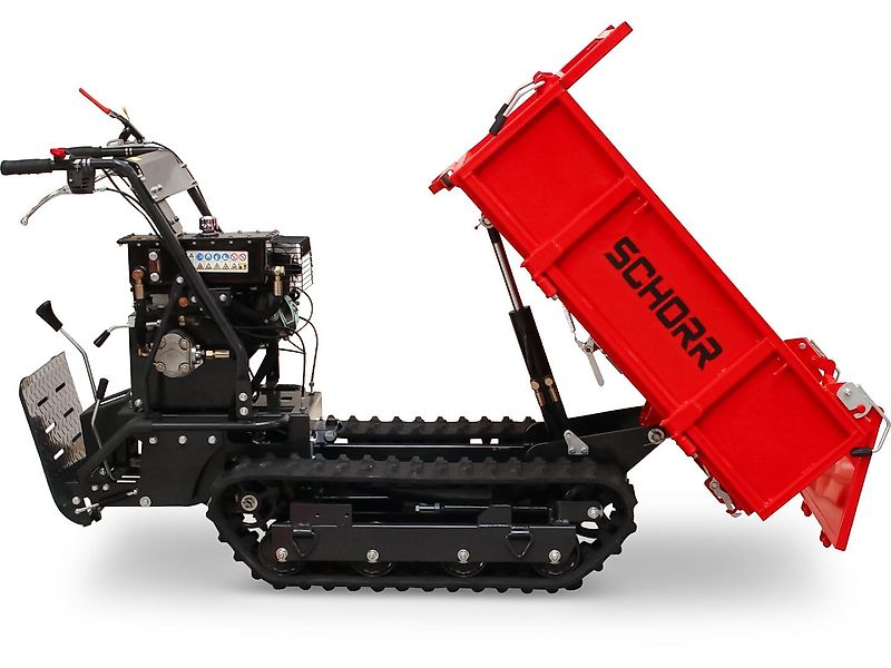 SCHORR RR500DHKB2 Minidumper PRO 500kg mit Kiste, Kipphydraulik und Mitfahrplattform 9,2 PS Motor Raupendumper