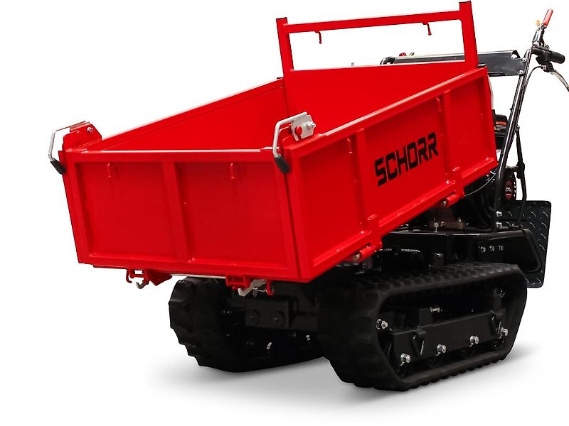 SCHORR RR500DHKB2 Minidumper PRO 500kg mit Kiste, Kipphydraulik und Mitfahrplattform 9,2 PS Motor Raupendumper