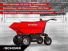 SCHORR Minidumper 500kg Elektro 1000W 48V Elektrodumper Dumper Motorschubkarre Elektroschubkarre